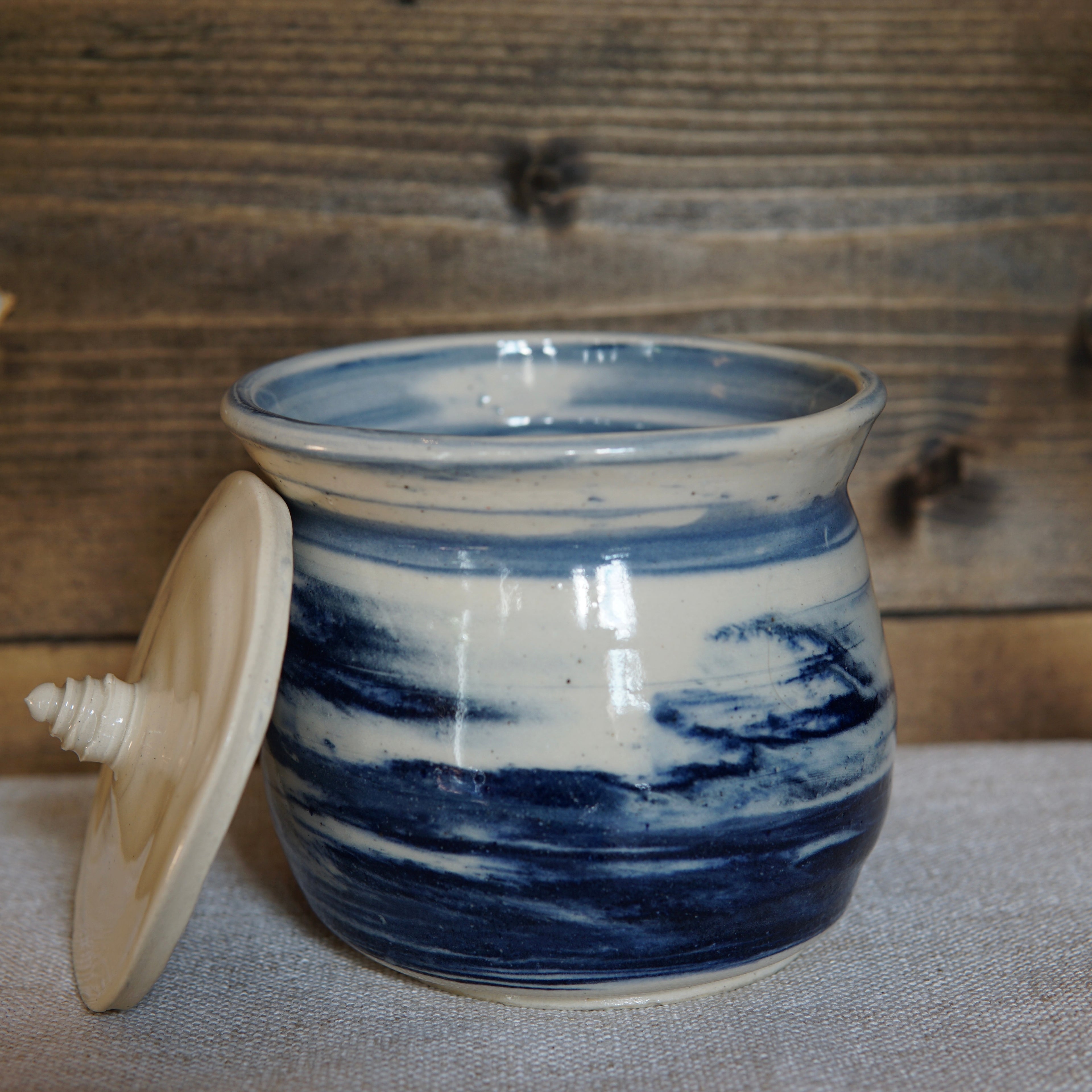 Blue Marbled Lidded Jar